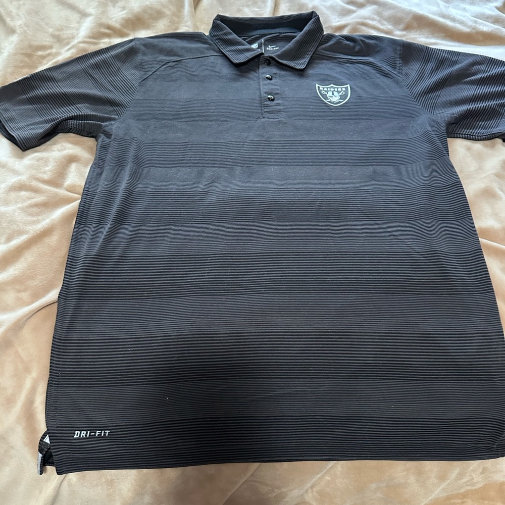 Nike Men's Dri Fit Raiders Black Striped Polo Shirt M